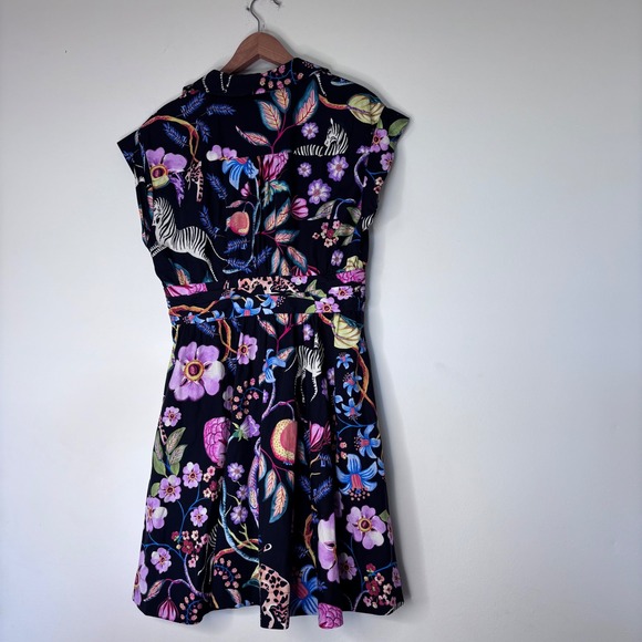 NWT Anthropologie Maeve Flora & Fauna Black Animal Print Floral Size 8 Dress - Picture 4 of 7